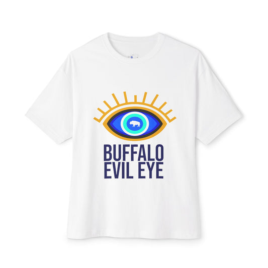 Buffalo Evil Eye Oversized Tee, Unisex Boxy T-Shirt, Spiritual Protection Tee, Boho Chic Style, Gift for Occasions