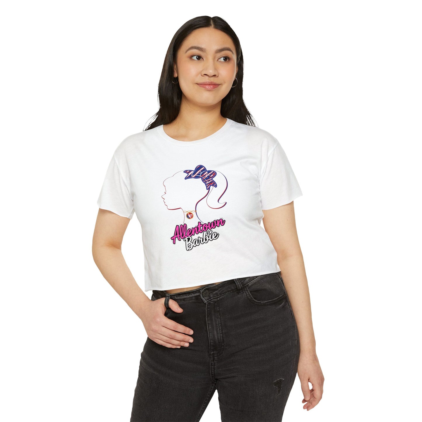 Allentown Barbie Crop Top — Women's Festive Graphic Tee
